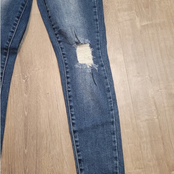 Wax Jeans Butt I Love You 7 Jr Distressed Skinny Jeans Cuffed Ankle Skater Punk - Picture 3 of 9